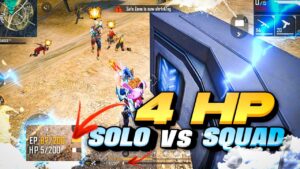 Insane 4 HP Clutch Ranked Solo Vs Squad Gameplay - Garena Free Fire