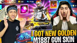 Buying Golden Glare M1887 Skin 😍 Wasted 10,000 Diamonds 1 Vs 1 With My Brother - Garena Free Fire
