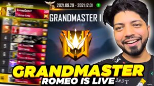 Free Fire Live- GrandMaster Pushing With Romeo Gamer- AO VIVO