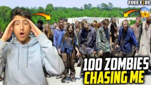 100 Zombies Chasing Me 1 Alok Vs 100 Adam Zombie😱😱 - Garena Free Fire