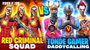 Red Criminal Squad Vs V Badge Youtubers @DADDY CALLING @ABHISHEK YT & Tonde Gamer - Garena Free Fire