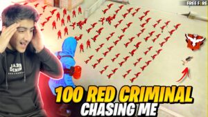 100 Red Criminals Chasing Me 1 Vs 100🤣😨 - Garena Free Fire