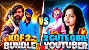 KGF 2 Bundle Vs 2 Cute Girl Youtuber 😱 Funniest Challenge Ever😂 - Garena Free Fire
