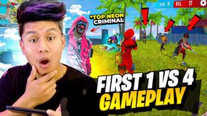 New Top Neon Red Criminal First Solo Vs Squad Gameplay in Indian Server 😱 Garena Free Fire Max