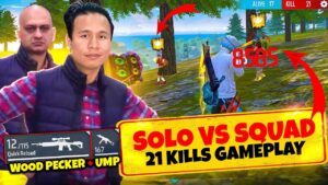 Solo Vs Squad Unstoppable Gameplay After Long Time 😱 21 Kills with Woodpecker || Garena Free Fire