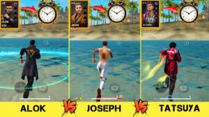 ALOK VS JOSEPH VS TATSUYA SPEED ABILITY TEST FREE FIRE // GARENA FREE FIRE