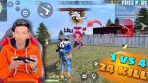 solo vs squad in Ranked mode 24 kills one tap headshot garena free fire