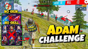 Adam Challenge😨 No Gun Skin , No Character Skill Solo vs Squad Overpower Gameplay 🤯Garena Free Fire
