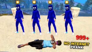 Blue Marshmello Squad 😈 Doing No Internet Prank 🚫 With  Me 😳 Garena Free Fire 🔥