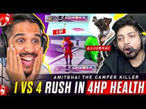 Solo Vs Squad Rush In 4 Hp Health😮- Op Reaction Of Ajjubhai & Amitbhai😱- Garena Free Fire