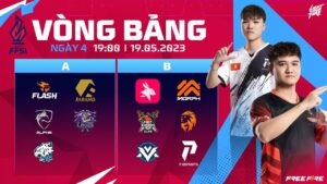 [FFSI 2023] Ngày 4 | Bảng A vs B | P Esports lập cú đúp Booyah đẳng cấp, Team Flash tăng tốc