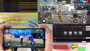 My all onetap headshot settings sensitivity+controls+ HUD+DPI+graphic garena free fire