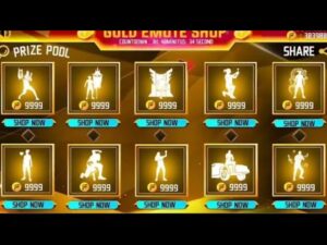 Garena FreeFire tray nuevas tiendas de emotes con ORO