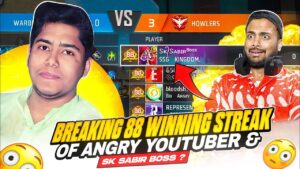 Breaking 88 Winning Streak Streak Of ski Sabir ? Angry Youtuber 😱 - Garena Free Fire Max